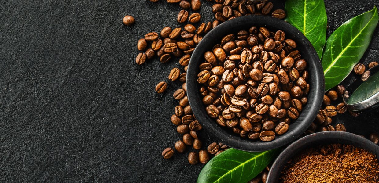 Coffee beans with props for making coffee Coffee beans with props for making coffee